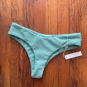 NWT Citrine Lila Textured Thong Bikini Swim Bottoms in Aqua Size S